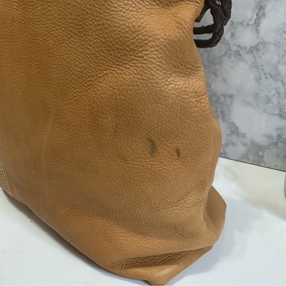 Fossil tan butterscotch leather southwestern brown braided tote shoulder handbag - Picture 11 of 11